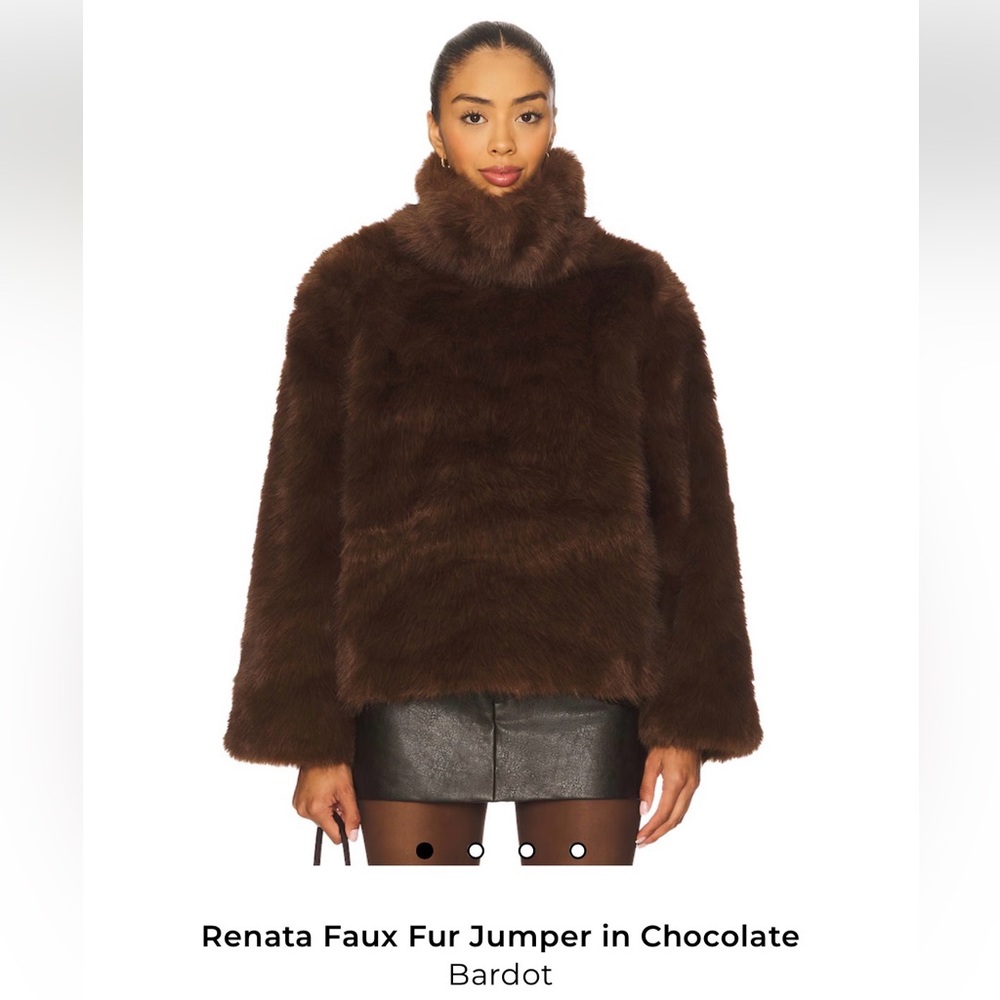 Revolve - Bardot Renata Faux Fur Jumper in Chocolate